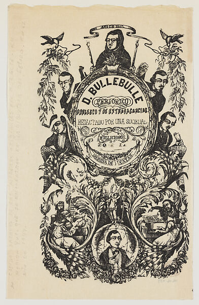 Title page for 'Don Bullebulle', satirical vignettes of different members from society, Gabriel Vicente Gahona (Picheta) (Mexican, Mérida, Mexico 1828–1899 Mérida), Wood engraving 