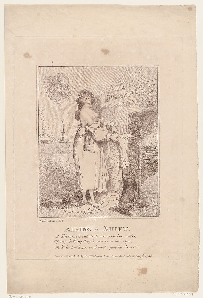 Airing a Shift, After Thomas Rowlandson (British, London 1757–1827 London), Stippled etching 