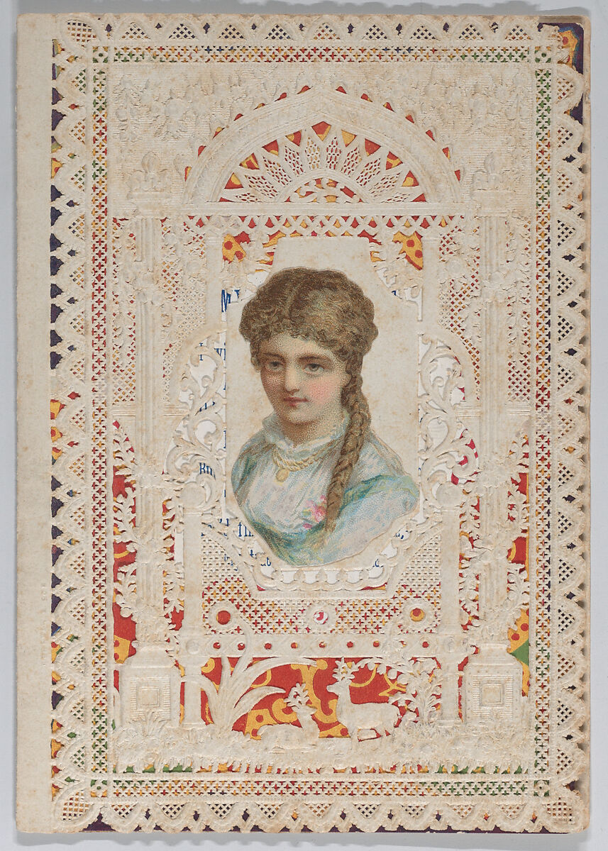 Valentine, Anonymous, Cameo-embossed open-work lace paper, chromolithography 