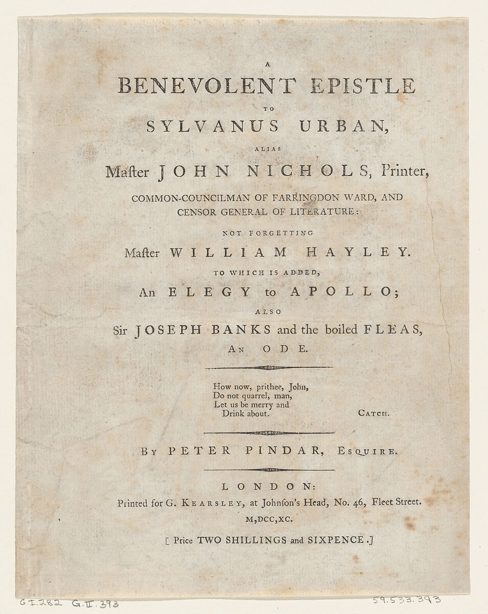 Title Page, from Benevolent Epistle, Thomas Rowlandson (British, London 1757–1827 London), Letterpress 