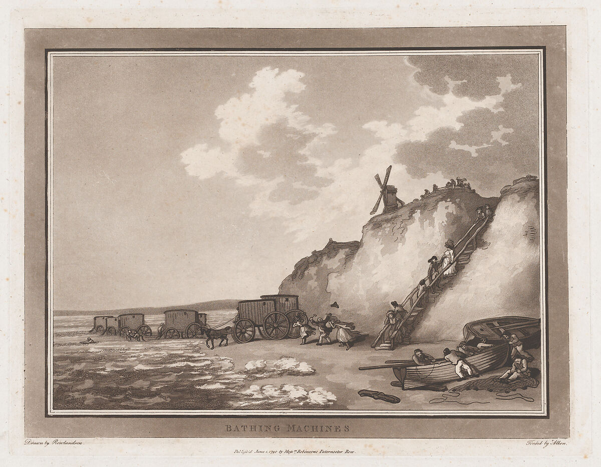 Bathing Machines (An Excursion to Brighthelmstone), Drawn and etched by Thomas Rowlandson (British, London 1757–1827 London), Etching 