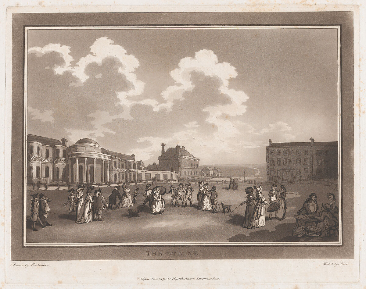 The Steine (An Excursion to Brighthelmstone), Drawn and etched by Thomas Rowlandson (British, London 1757–1827 London), Etching and aquatint 