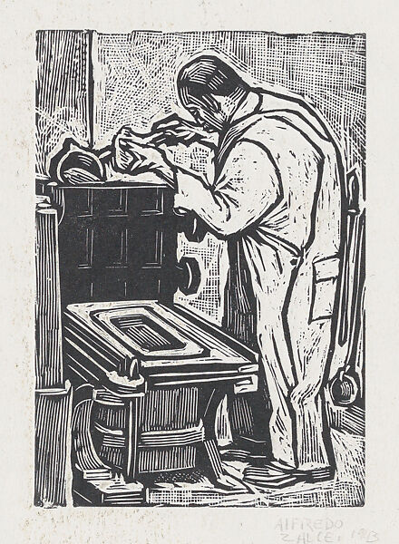 A Workman, Alfredo Zalce (Mexican, Pátzcuaro, Michoacán 1908–2003 Morelia), Linocut 