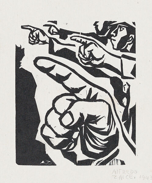 Pointing Fingers, Alfredo Zalce (Mexican, Pátzcuaro, Michoacán 1908–2003 Morelia), Linocut 