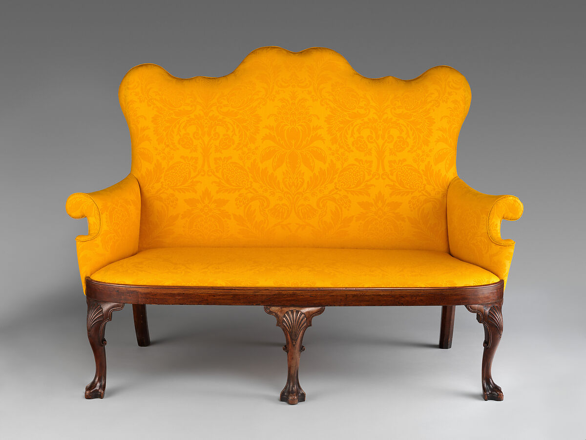 Settee, Walnut, yellow pine, American 