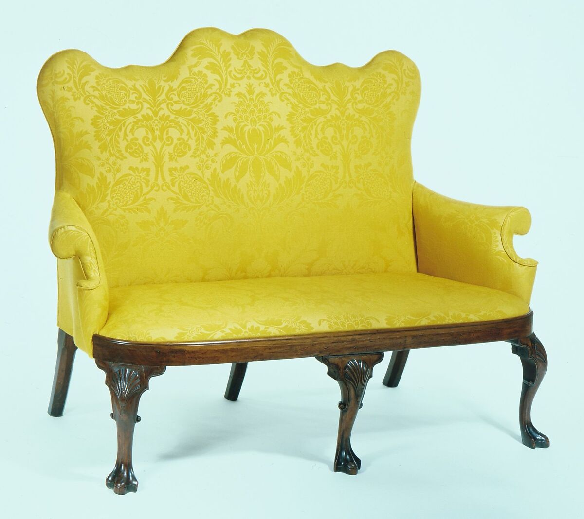 Settee, Walnut, yellow pine; upholstery (modern), American