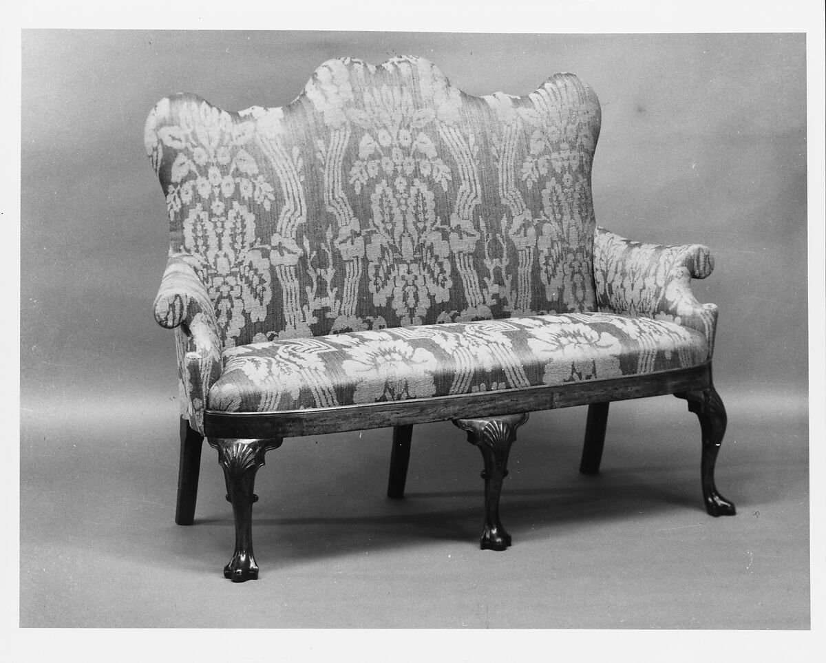 Settee, Walnut, yellow pine; upholstery (modern), American