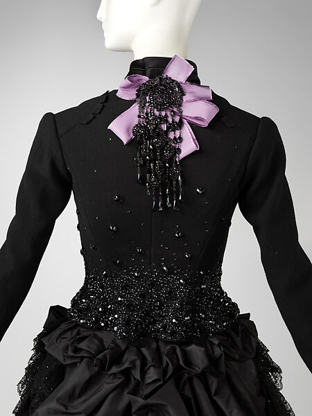 Ensemble, Christian Lacroix (French, born 1951), (a) wool, silk, glass, synthetic, metal; (b) silk, cotton, glass, synthetic, metal; (c, d) silk,  metal, French