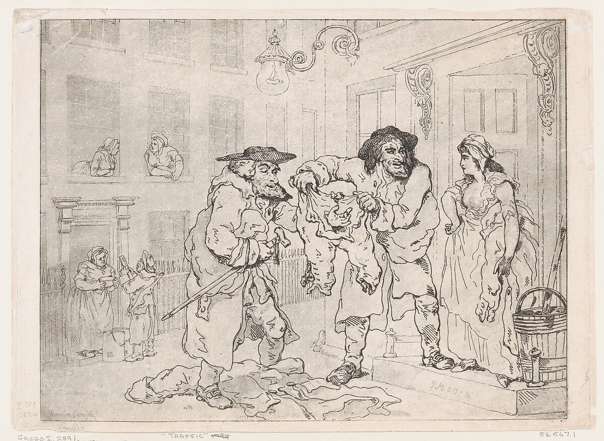 Traffic, Thomas Rowlandson (British, London 1757–1827 London), Etching with worn aquatint 