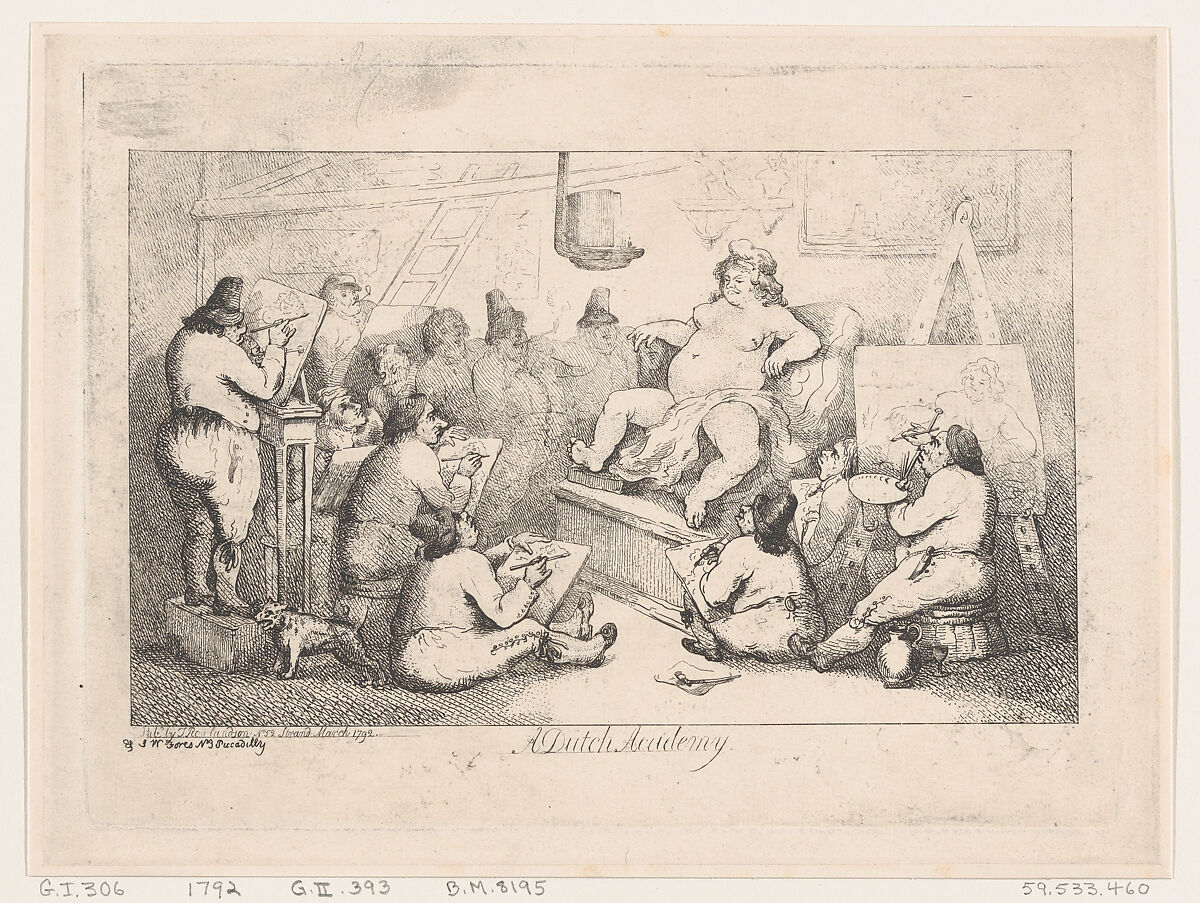 Dutch Academy, Thomas Rowlandson (British, London 1757–1827 London), Etching 
