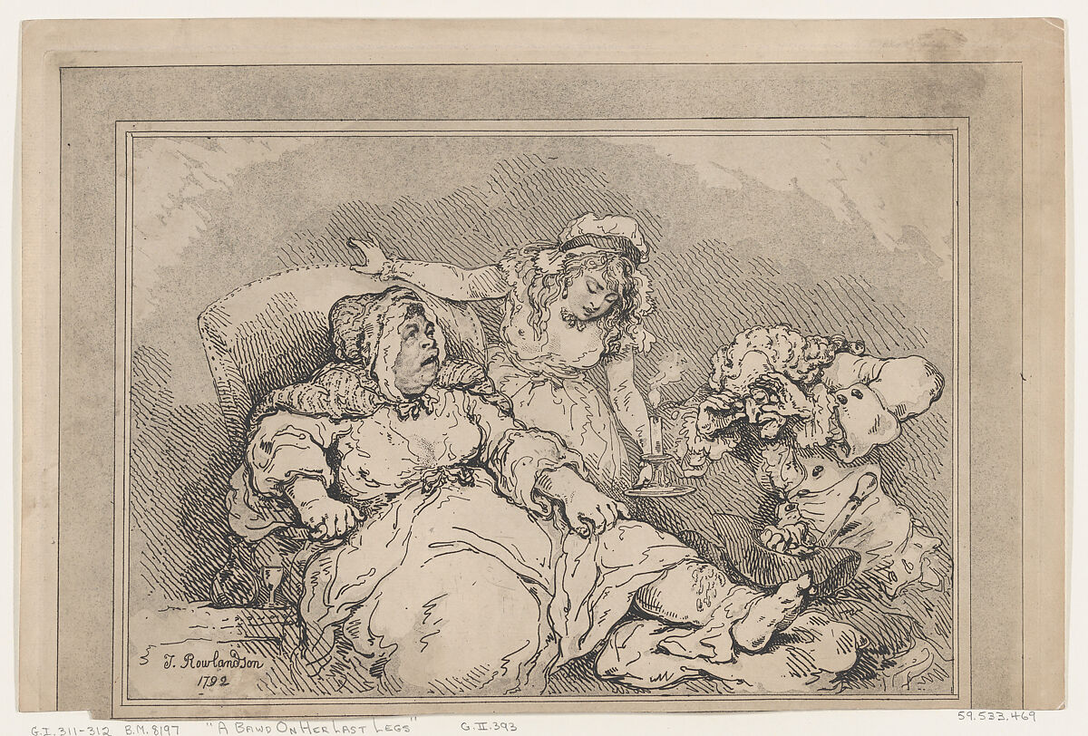 A Bawd on her Last Legs, Thomas Rowlandson (British, London 1757–1827 London), Etching 