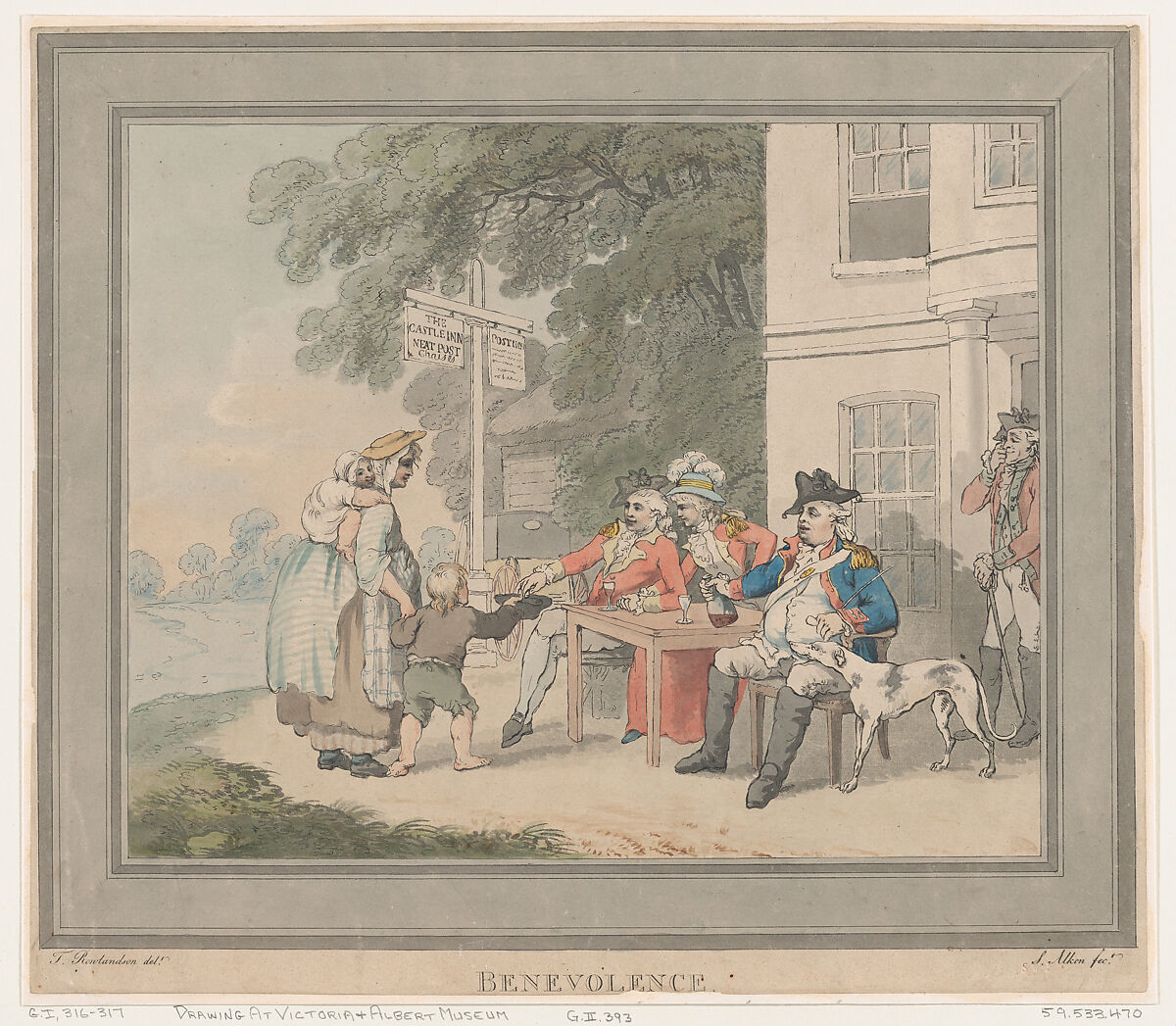 Benevolence, Samuel Alken (British, London 1756–1815 London), Hand-colored etching 