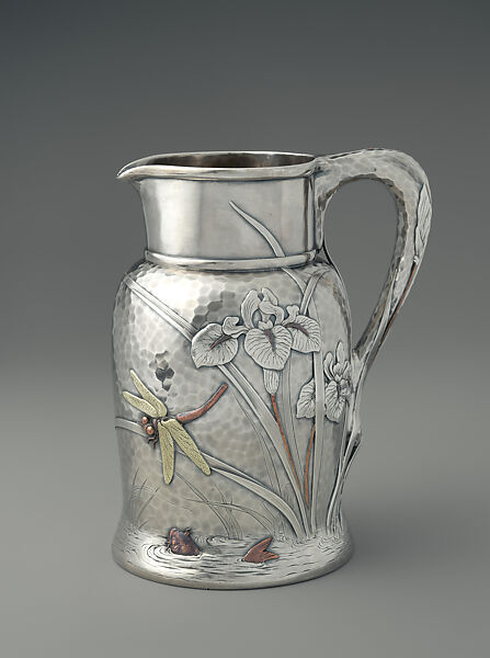 Pitcher, Tiffany & Co., Silver, copper, brass, gold-silver alloy, and copper-gold alloy, American