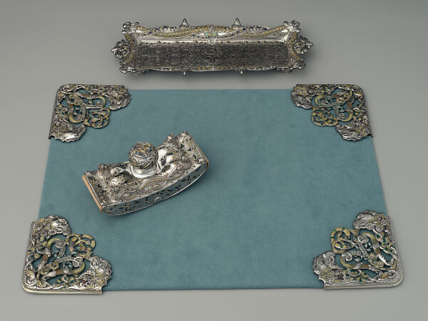 Desk Set, Tiffany &amp; Co. (1837–present), Silver and enamel, American 