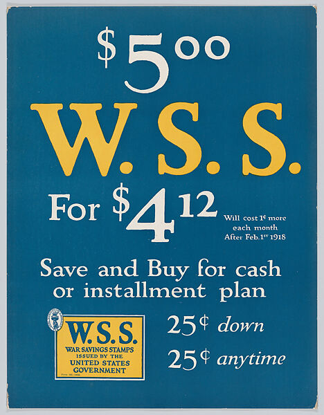 $5.00 W.S.S. for $4.12, Anonymous, Commercial color lithograph 