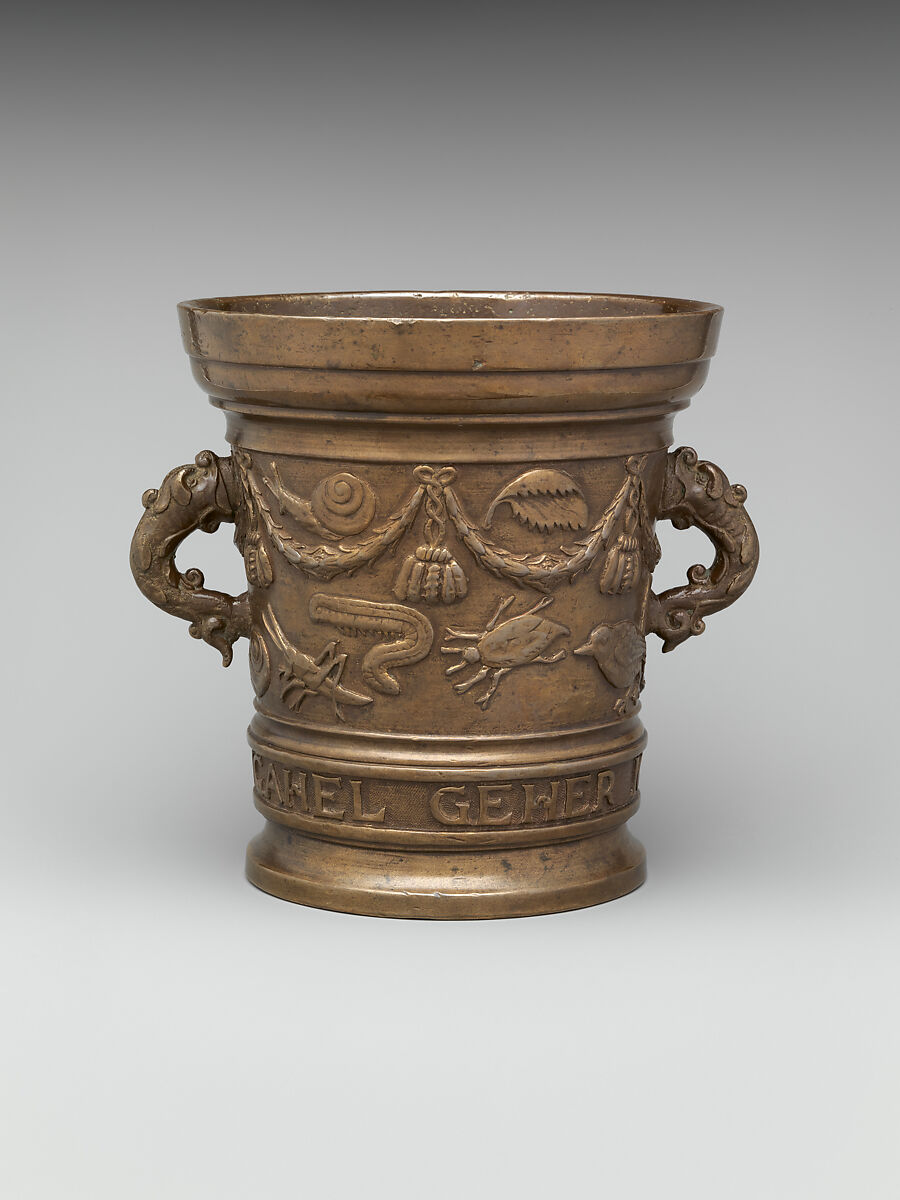 Mortar with Animal Frieze, Modeled by Caspar Gras (Austrian, Bad Mergentheim, near Würzburg 1585–1674 Schwaz, near Innsbruck), Bronze, German, Innsbruck 