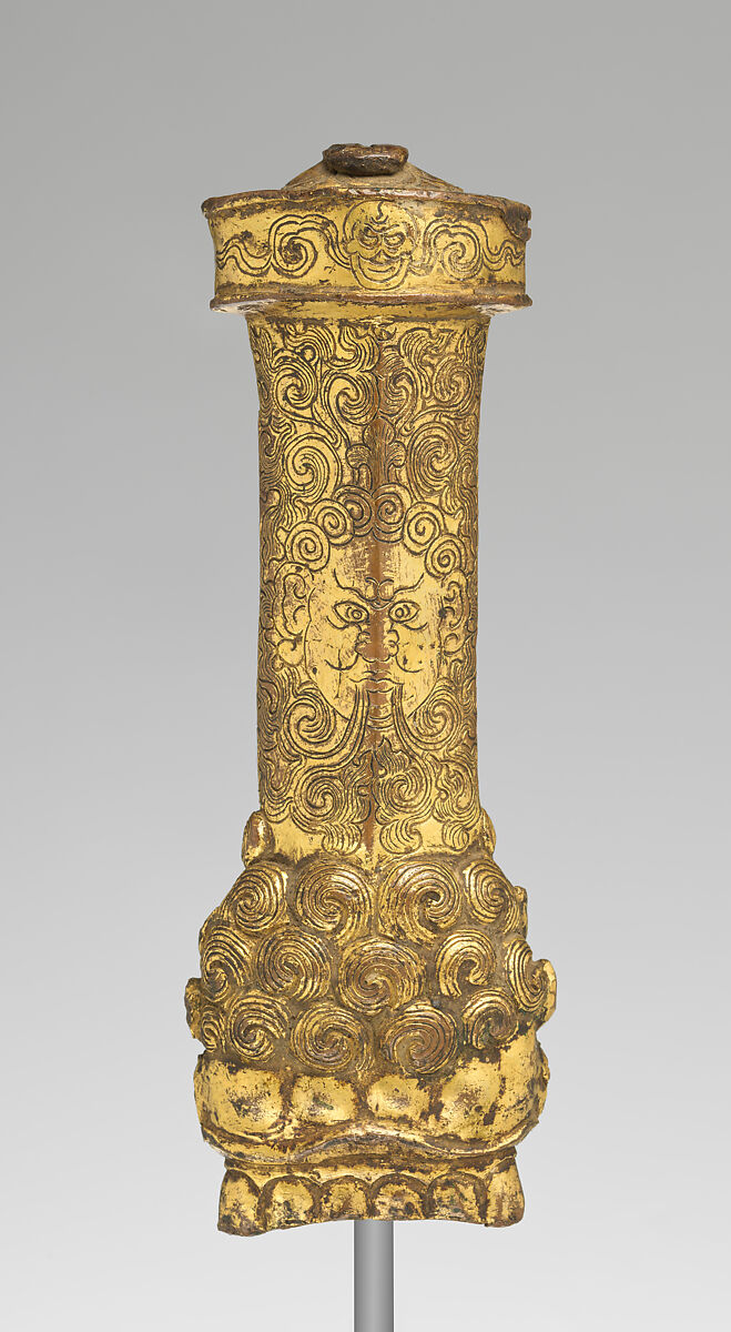 Hilt of a Ritual or Votive Sword, Copper alloy, gold, Tibetan