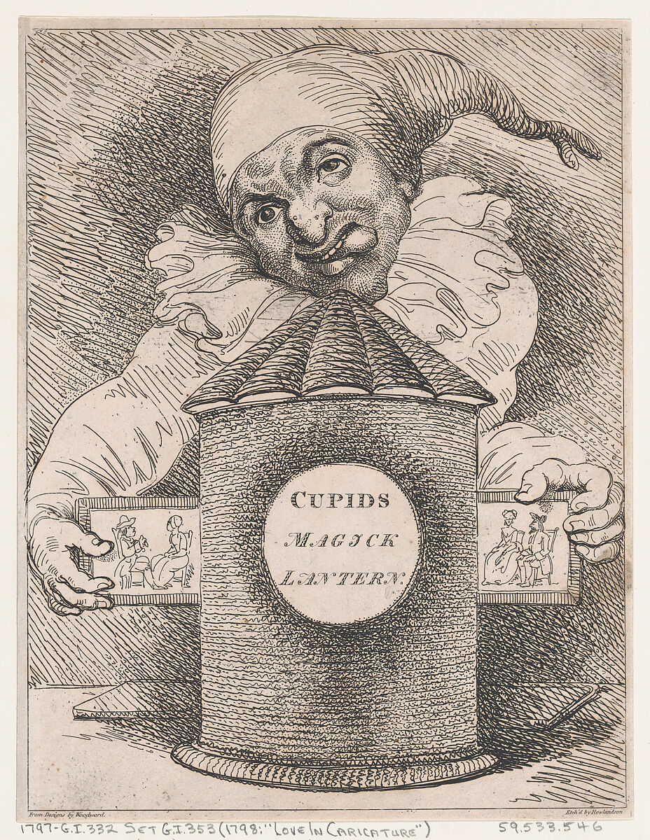 Cupid's Magick Lantern, Thomas Rowlandson (British, London 1757–1827 London), Hand-colored etching and aquatint 