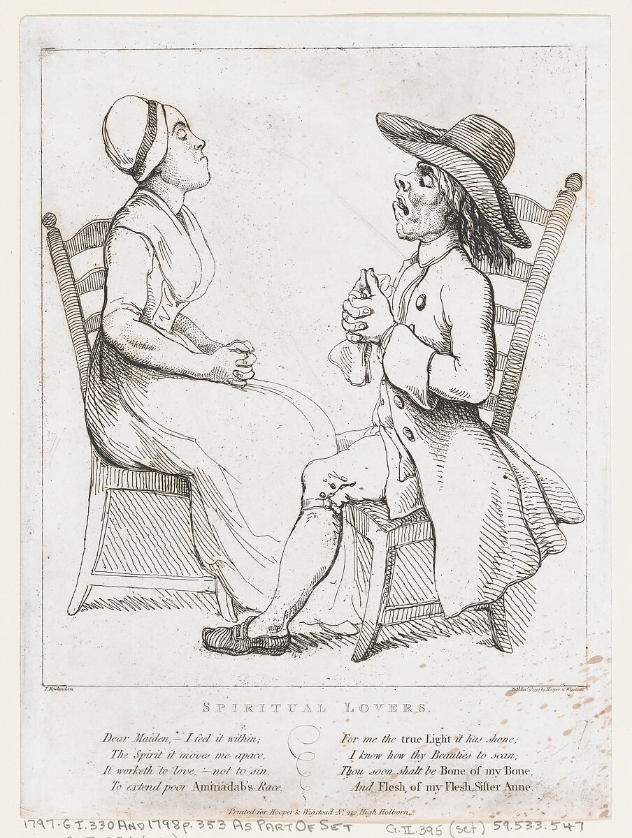 Spiritual Lovers, Thomas Rowlandson (British, London 1757–1827 London), Etching 