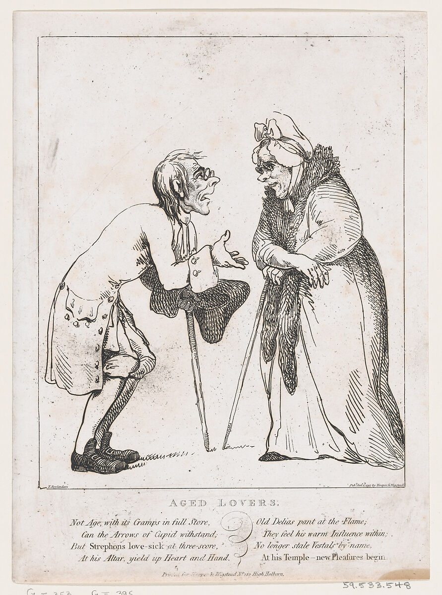 Aged Lovers, Thomas Rowlandson (British, London 1757–1827 London), Etching 