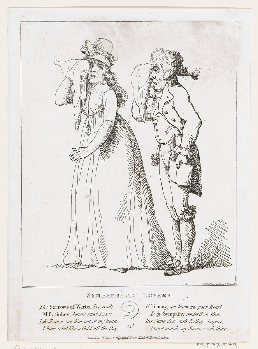 Sympathetic Lovers, Thomas Rowlandson (British, London 1757–1827 London), Etching 