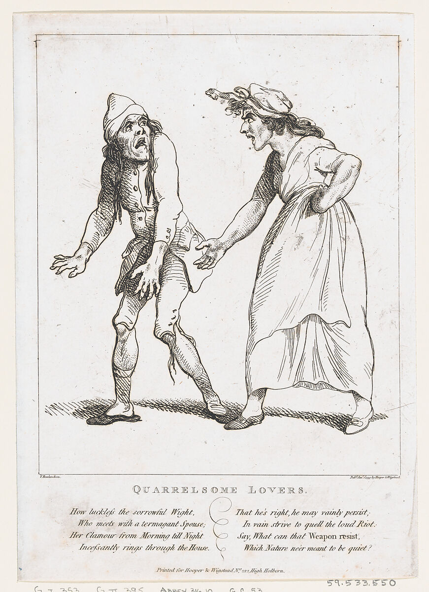 Quarrelsome Lovers, Thomas Rowlandson (British, London 1757–1827 London), Etching 