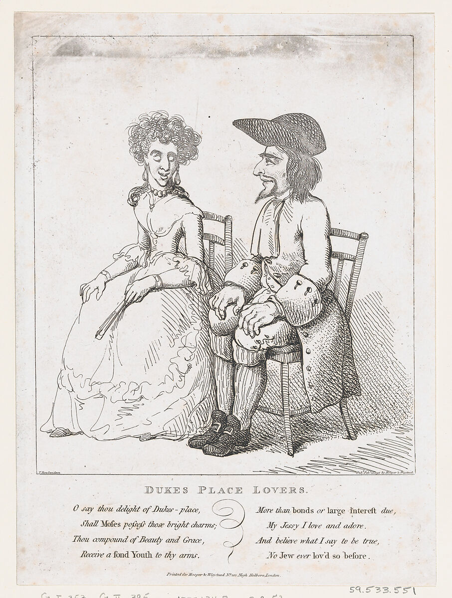 Dukes Place Lovers, Thomas Rowlandson (British, London 1757–1827 London), Etching 