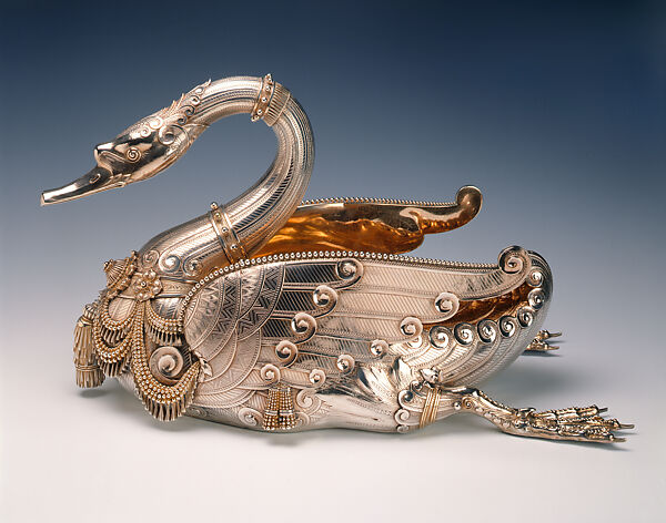 Swan Centerpiece, Tiffany & Co., Silver and silver gilt, American
