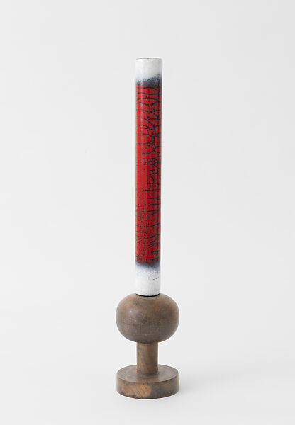 Vase, Ettore Sottsass (Italian (born Austria), Innsbruck 1917–2007 Milan), Fire enameled copper; wood 