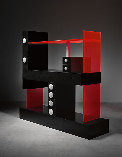 Cabinet No. 56, Ettore Sottsass (Italian (born Austria), Innsbruck 1917–2007 Milan), Wood, ebonized pearwood veneer, acrylic 