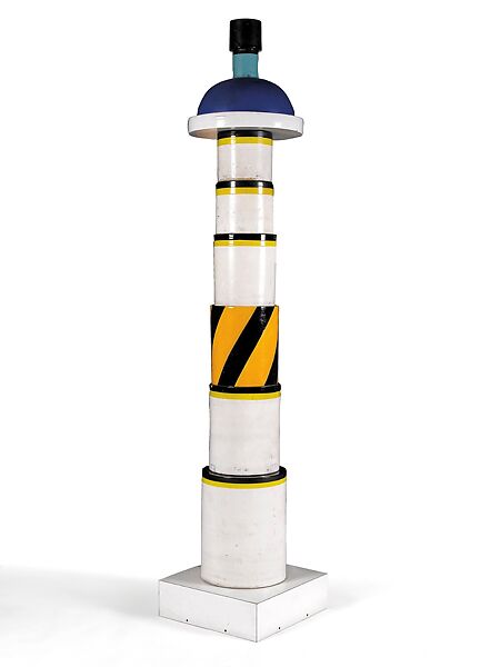 Totem, Ettore Sottsass (Italian (born Austria), Innsbruck 1917–2007 Milan), Glazed earthenware, white lacquered wooden base 