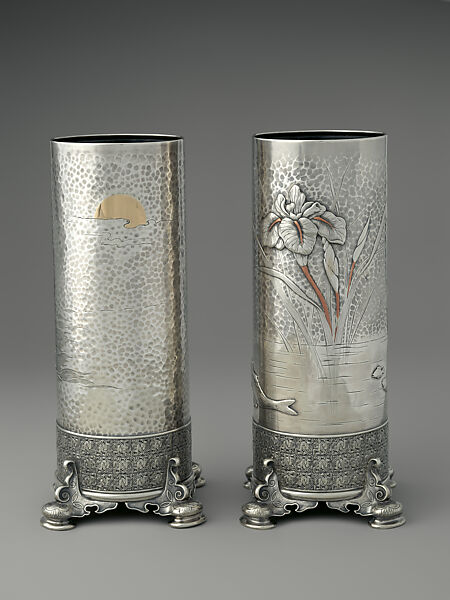 Pair of vases, Tiffany & Co., Silver, copper, gold, brass, and gold-copper-silver alloy, American
