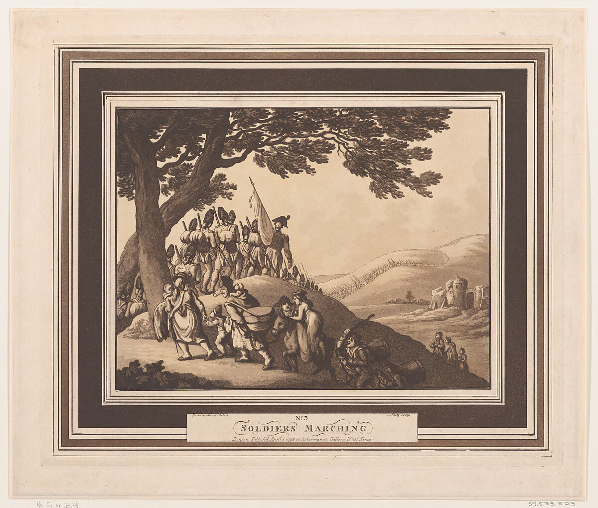 Soldiers Marching, Heinrich Joseph Schütz (German, Frankfurt 1760–1822 Frankfurt), Etching and aquatint 