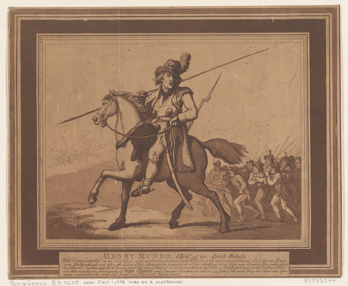 Henry Munro, Chief of the Irish Rebels, Thomas Rowlandson (British, London 1757–1827 London), Etching and aquatint 
