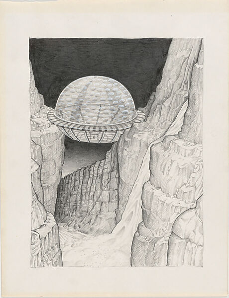 The Planet as Festival: Study for Design of a Stadium for Rock Concerts, project (Aerial Perspective), Ettore Sottsass (Italian (born Austria), Innsbruck 1917–2007 Milan), Graphite and white ink on paper 