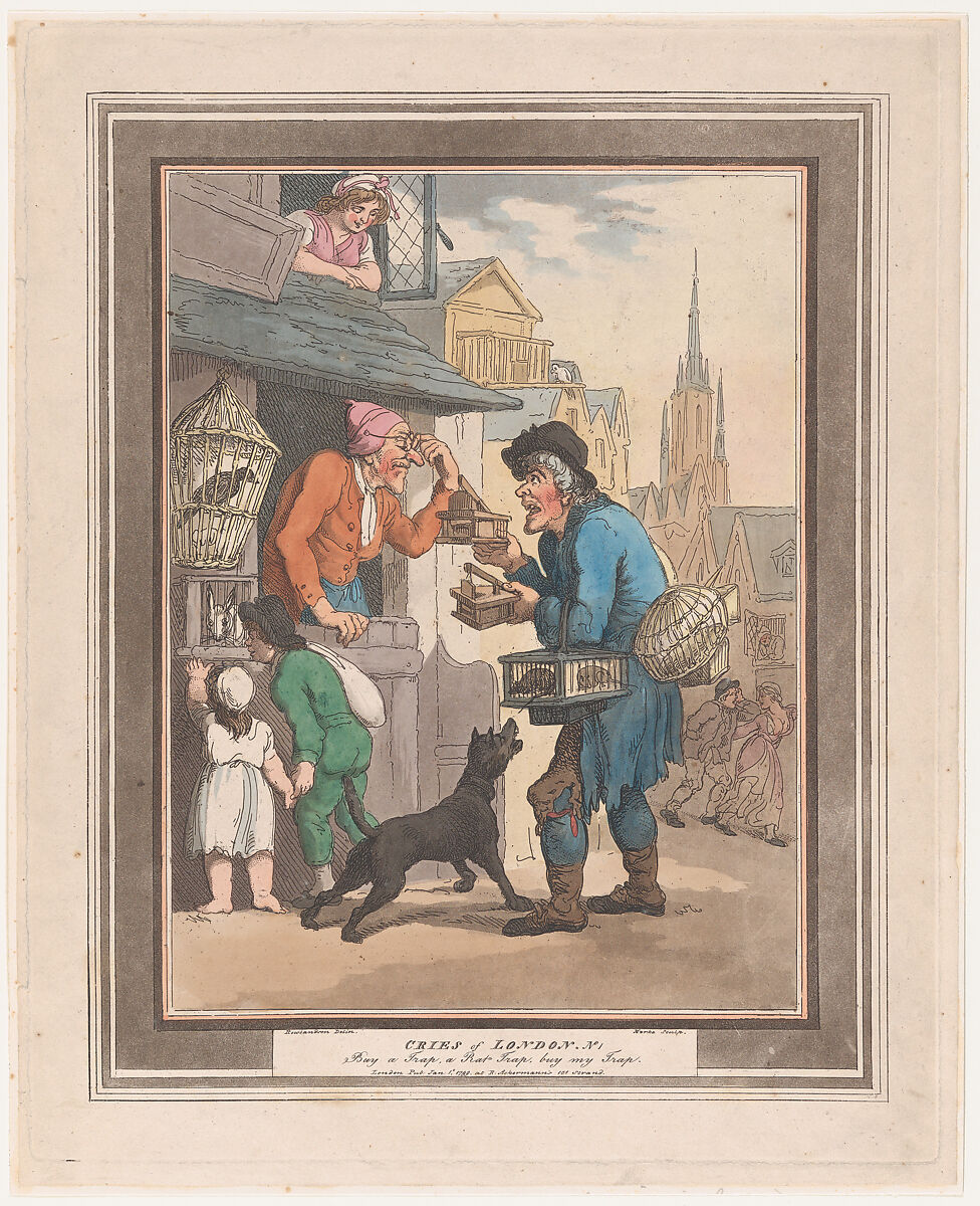 Cries of London: No.1: Buy a Trap, a Rat-Trap, Henri Merke (Swiss, Niederweningen, canton Zürich ca. 1760–after 1820), Hand-colored etching and aquatint 
