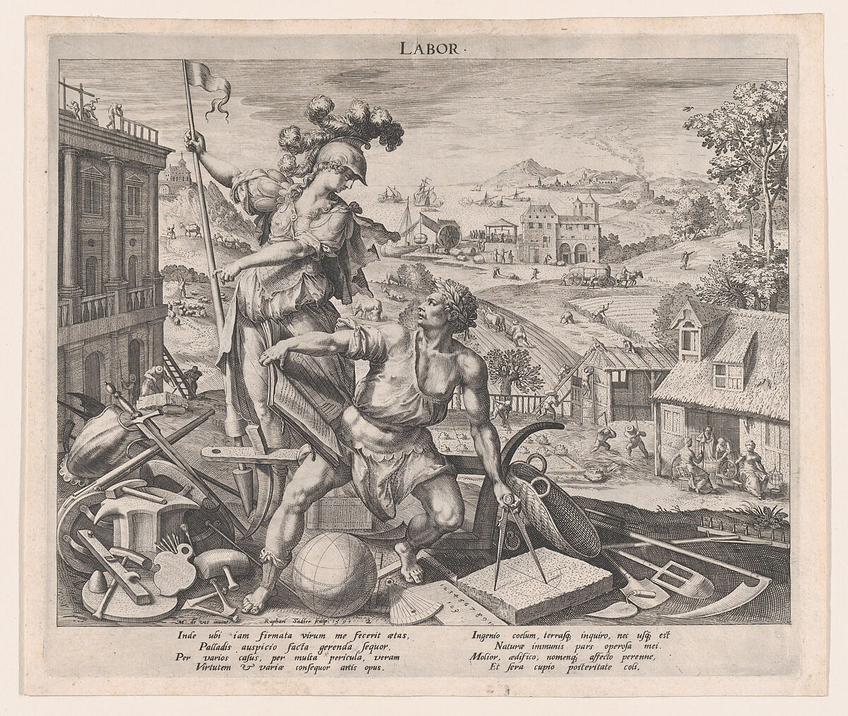 Labor, Raphael Sadeler I (Netherlandish, Antwerp 1560–1628 Venice (?)), Engraving and etching 