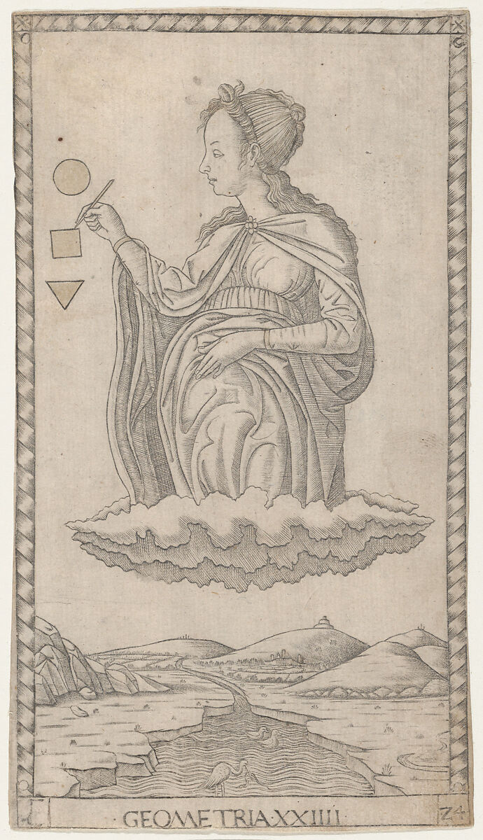 Geometry (Geometria XXIIII), Master of the E-Series Tarocchi (Italian, active Ferrara, 1460&#39;s), Engraving 