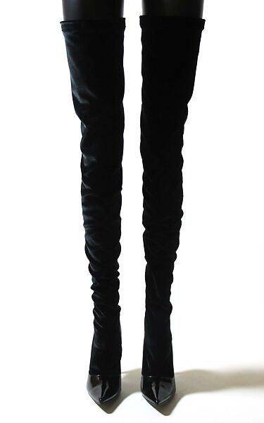 Ensemble, House of Balenciaga (French, founded 1937), (a) wool, cupro, synthetic; (b) wool, cupro, synthetic, metal; (c) silk, mother-of-pearl; (d, e) leather, synthetic; (f) metal, synthetic, French