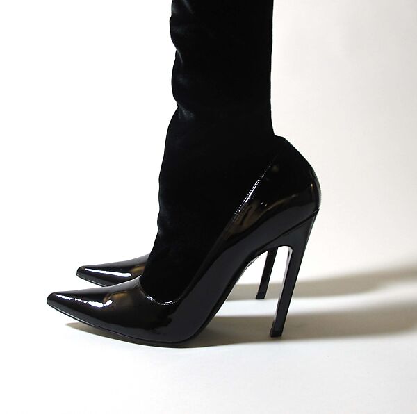 Ensemble, House of Balenciaga (French, founded 1937), (a) wool, cupro, synthetic; (b) wool, cupro, synthetic, metal; (c) silk, mother-of-pearl; (d, e) leather, synthetic; (f) metal, synthetic, French