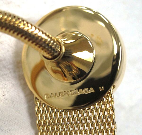 Ensemble, House of Balenciaga (French, founded 1937), (a) wool, cupro, synthetic; (b) wool, cupro, synthetic, metal; (c) silk, mother-of-pearl; (d, e) leather, synthetic; (f) metal, synthetic, French