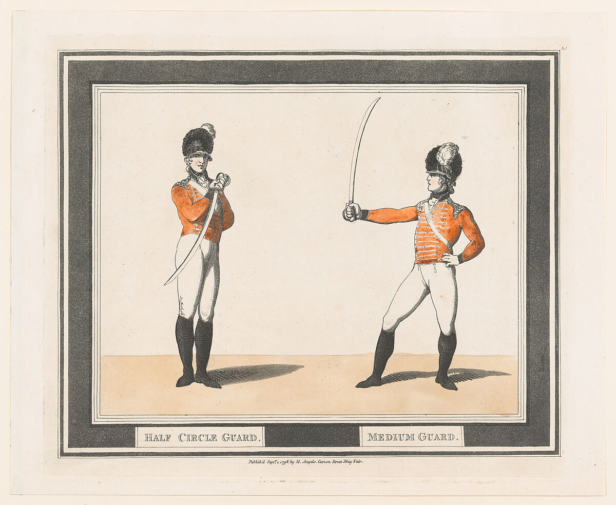Half Circle Guard, Medium Guard, Thomas Rowlandson (British, London 1757–1827 London), Hand-colored etching and aquatint 