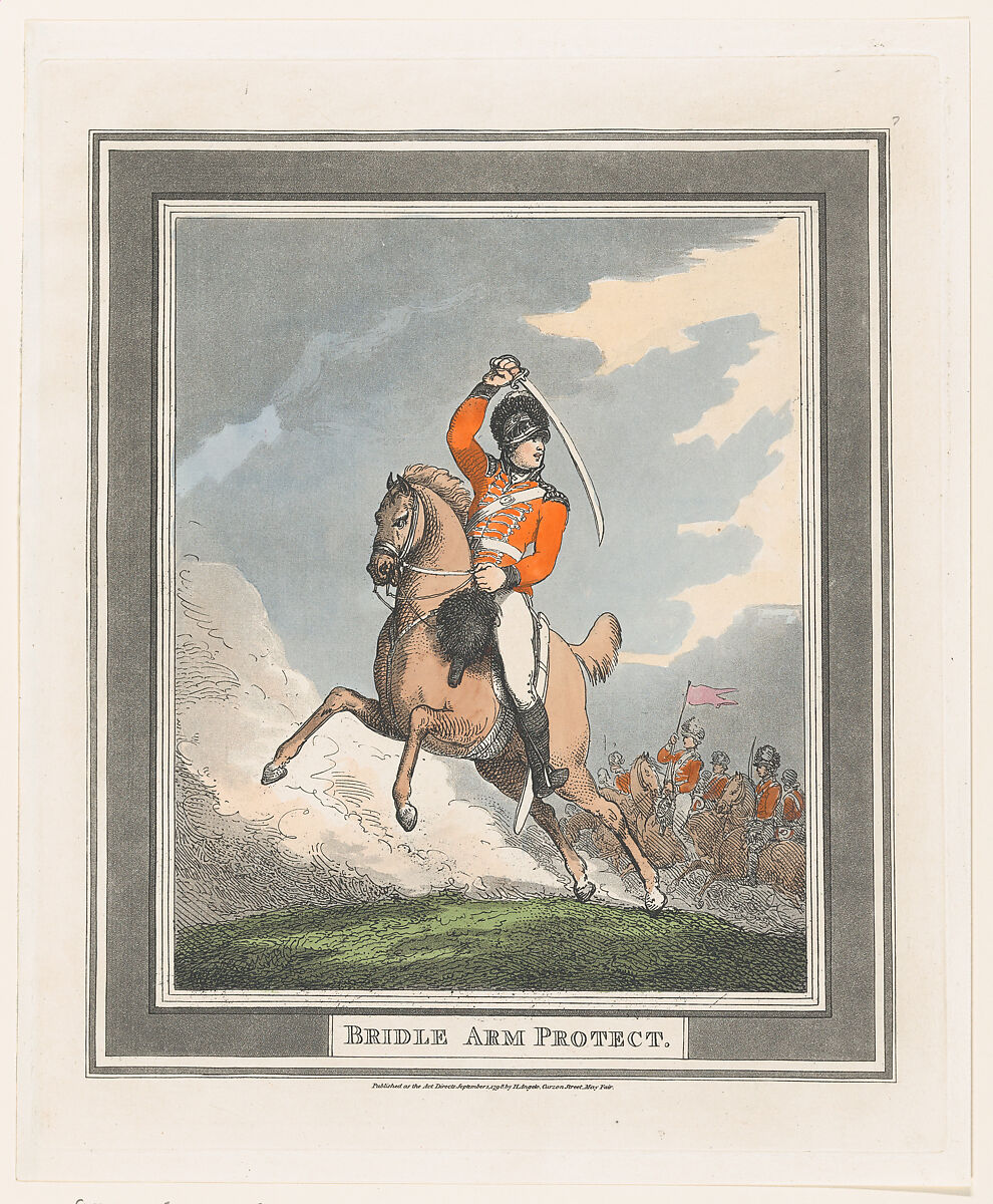 Bridle Arm Protect, Thomas Rowlandson (British, London 1757–1827 London), Hand-colored etching and aquatint 