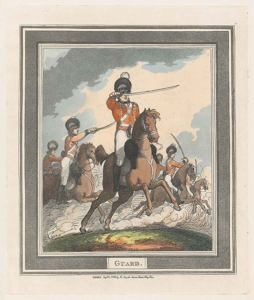 Guard, Thomas Rowlandson (British, London 1757–1827 London), Hand-colored etching and aquatint 