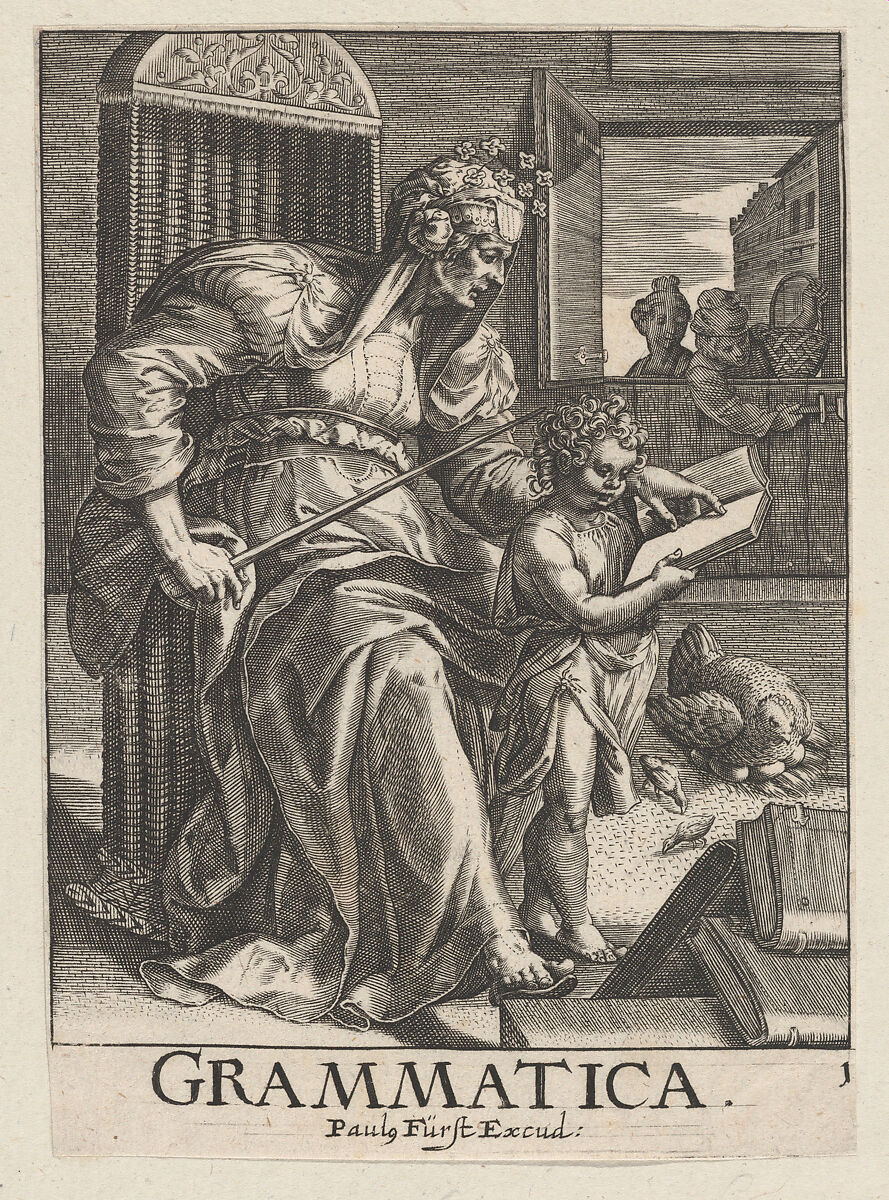 Grammatica, from The Seven Liberal Arts, Paulus Fürst (German, 1608–1666), Engraving and etching 