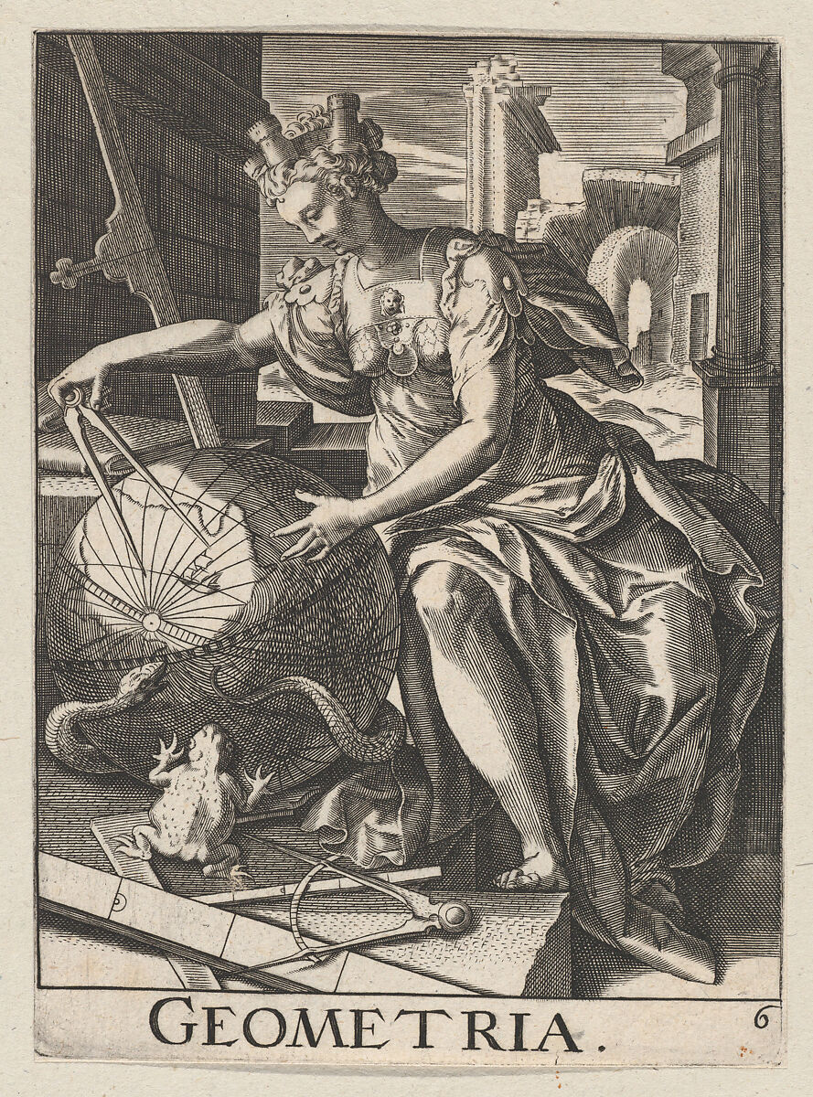 Geometria, plate 6 from "The Seven Liberal Arts", Paulus Fürst (German, 1608–1666), Engraving and etching 
