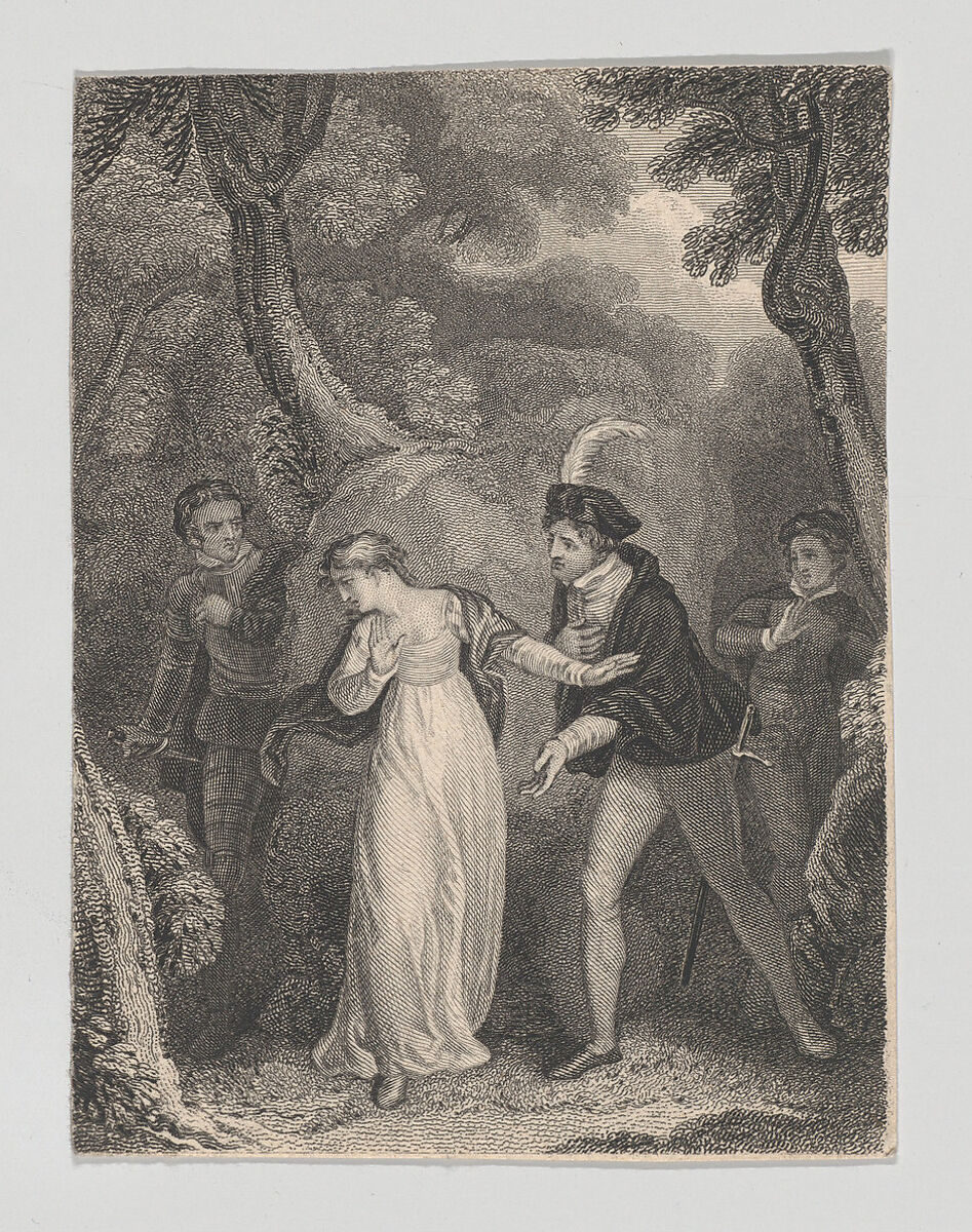 Silvia, Proteus, Valentine and Julia (Shakespeare, Two Gentlemen of Verona, Act 5, Scene 4), Charles Heath, the elder (British, London 1785–1848 London), Etching and engraving 