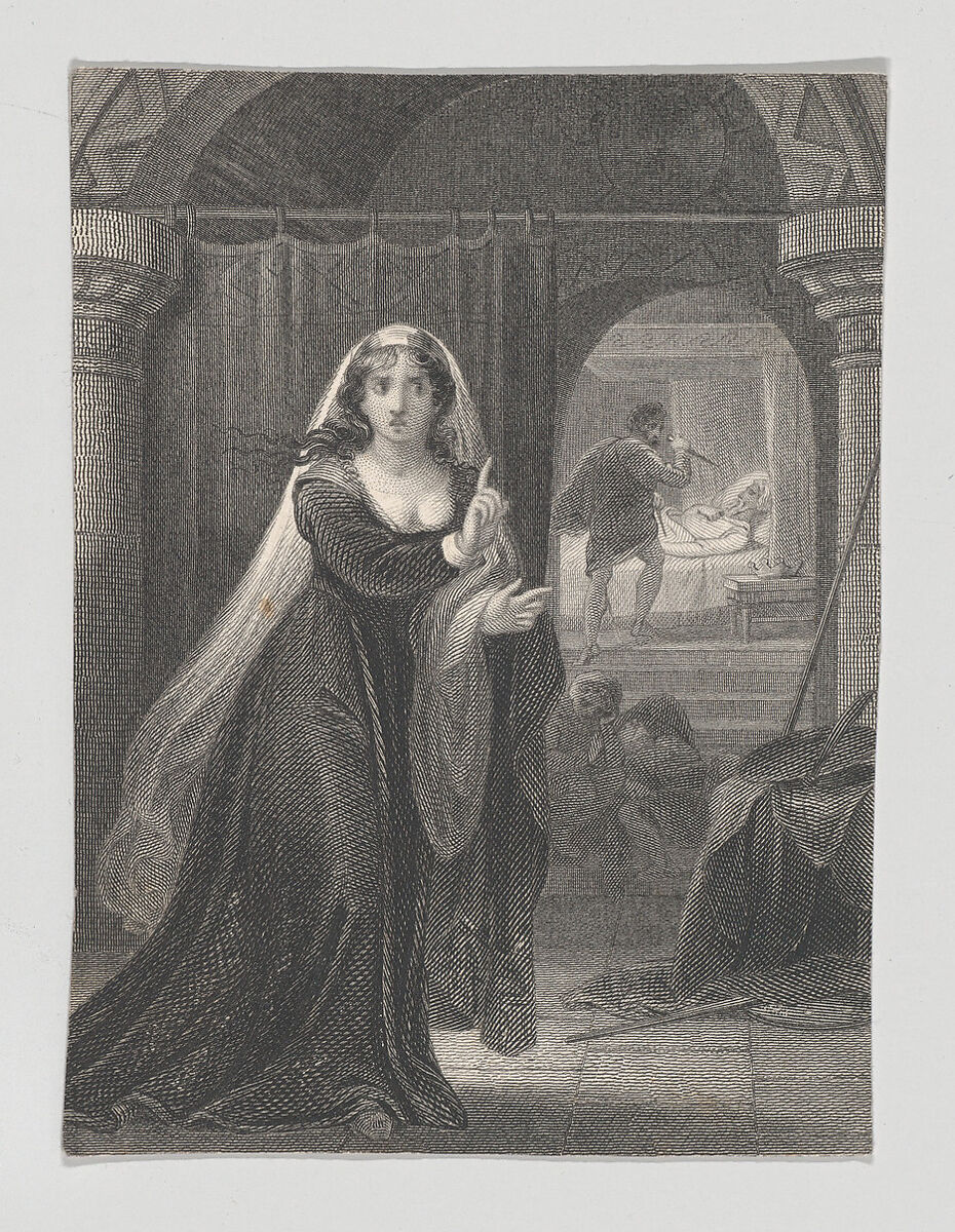 Lady Macbeth, Macbeth and the Murder of Duncan (Shakespeare, Macbeth, Act II, Scene II), Charles Rolls (British, 1799–1885), Etching and engraving 