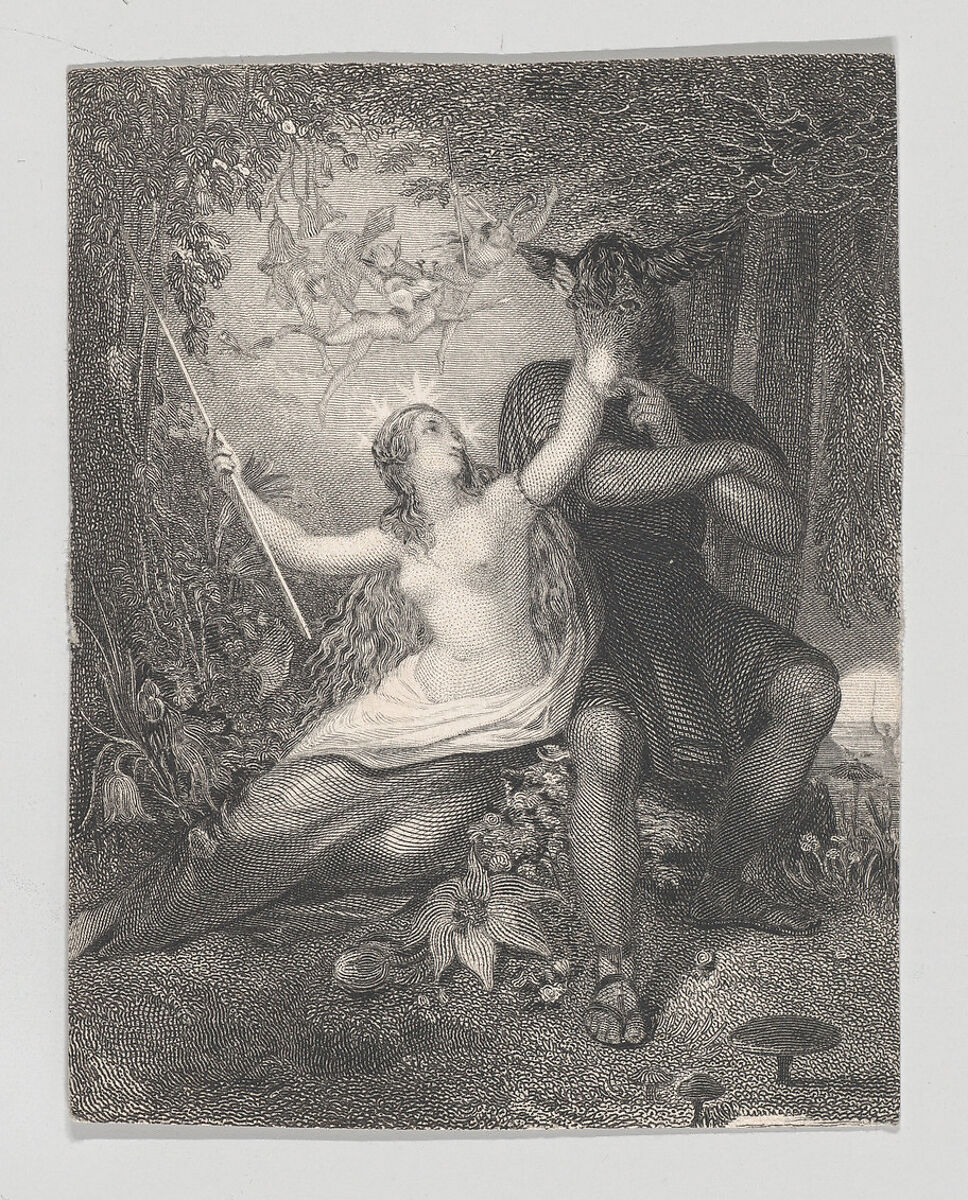 Titania and Bottom (Shakespeare, Midsummer Night's Dream, Act 3, Scene 1), Charles Heath, the elder (British, London 1785–1848 London), Etching and engraving 