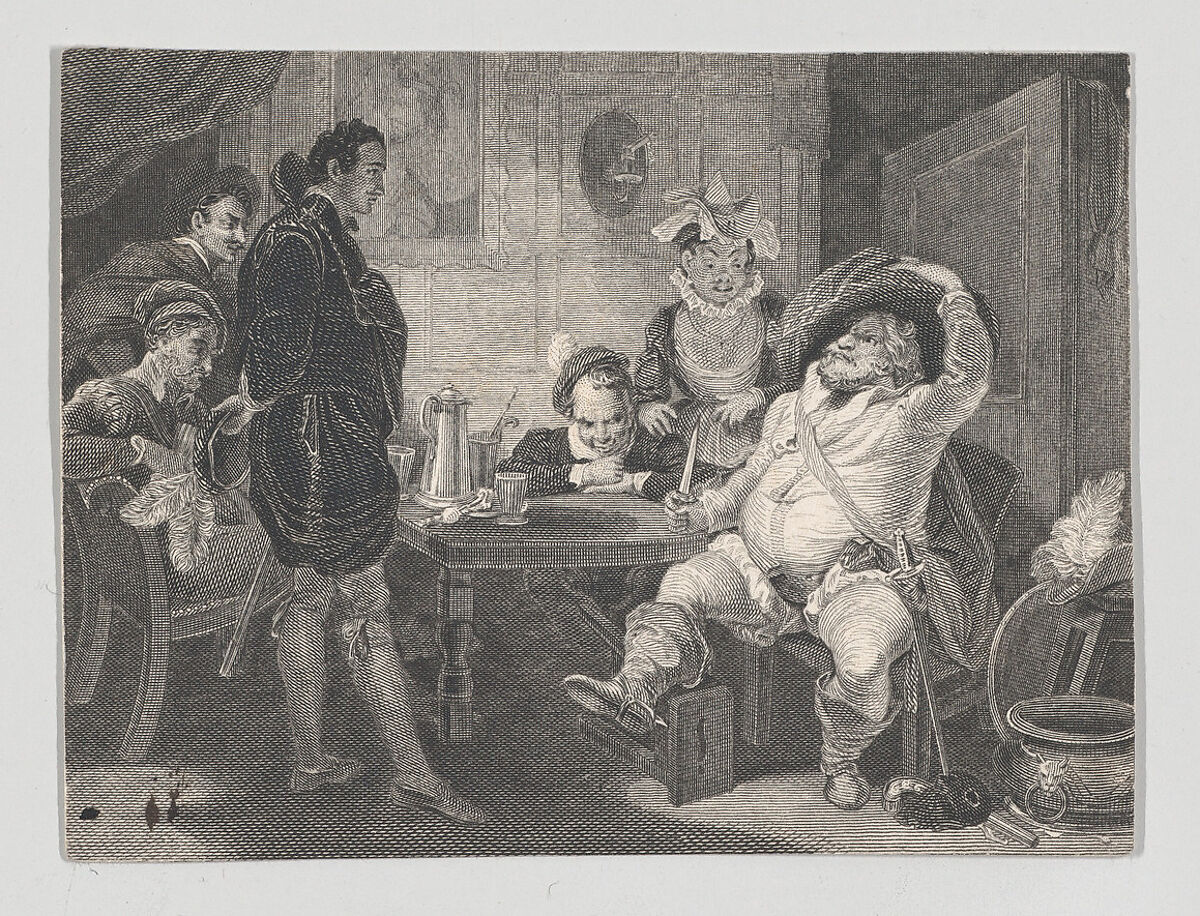 Boar's Head Tavern: Prince Hal, Falstaff and Poins (Shakespeare, First Part of Henry IV, Act 2, Scene 4), Charles Heath, the elder (British, London 1785–1848 London), Etching and engraving 